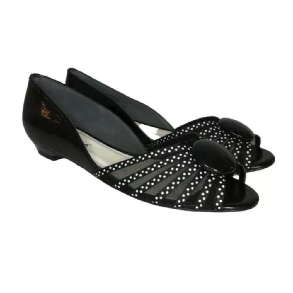 J. Renee Aspen Polka Dot Peep Toe Flats 9.5 NWT
